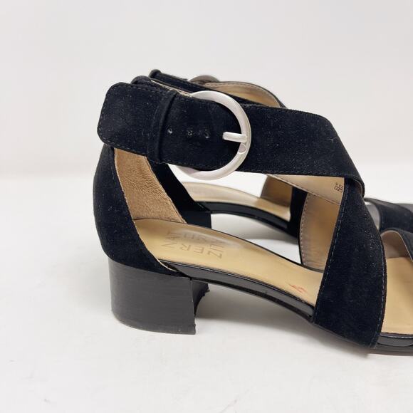 Naturalizer Womens 6.5 Black Faux Suede Alexa Strappy Sandal Chunky Block Heel - Picture 5 of 13